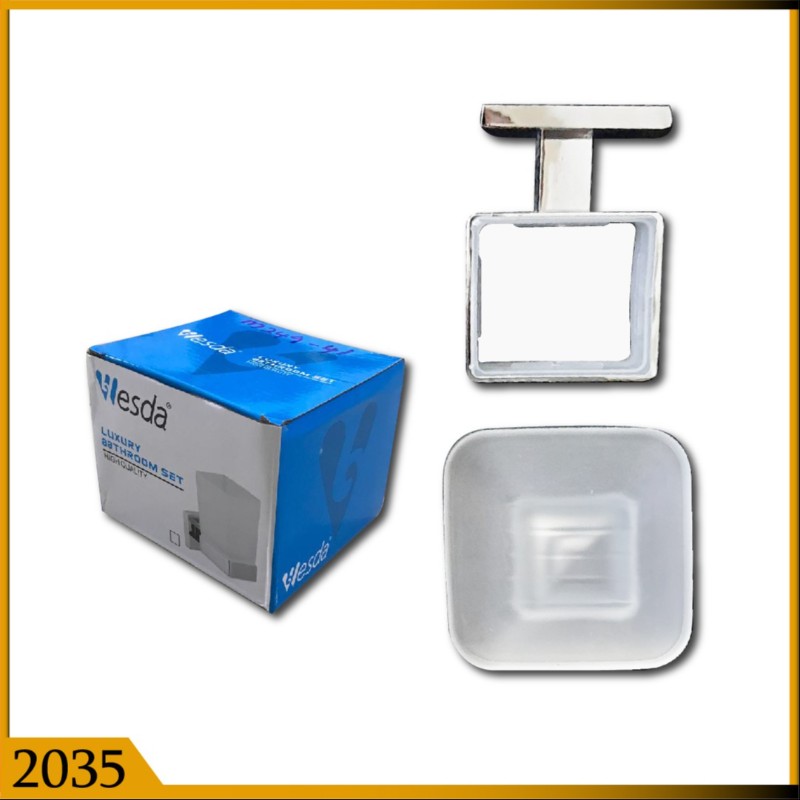 SOAP DISH GLASS WITH HOLDER SQ (2035)